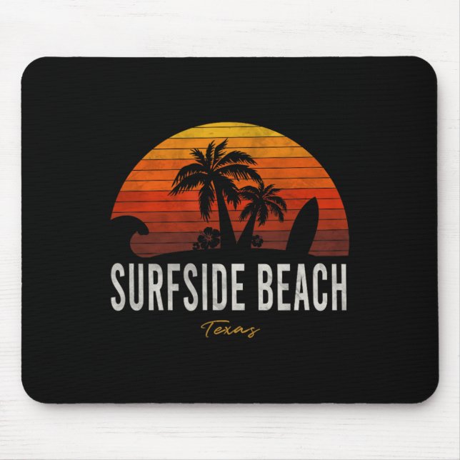 Mousepad Surfside Beach Tx Texas Beach Palms Férias Surf (Frente)