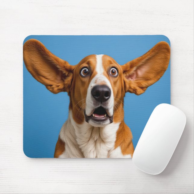 Mousepad Surprised Basset Hound (Com mouse)