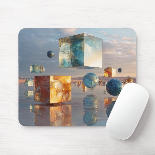Mousepad Surreal Floating Cubes And Spheres (Com mouse)