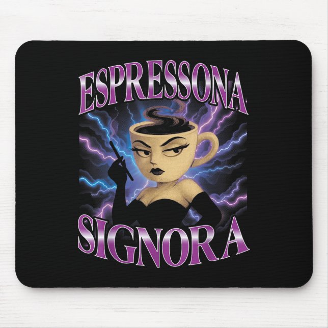 Mousepad Surreal italiano Brainrot Meme Espressona Signora  (Frente)