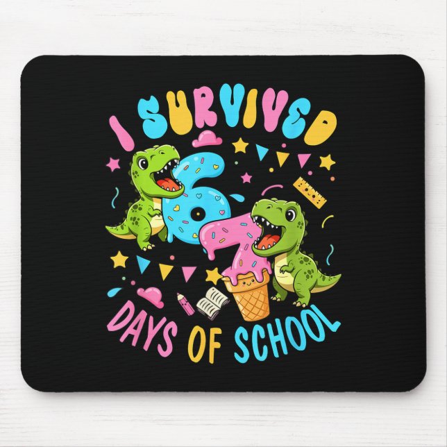 Mousepad Survived 67 Days Of School T-rexes Funny Six Seven (Frente)