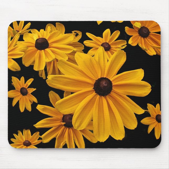 Mousepad Susan de olhos pretos floral amarela floresce (Frente)