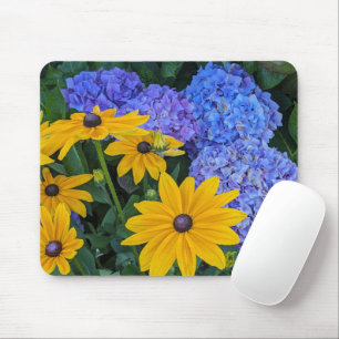 Mousepad Susanne de Olhos Pretos e Hortênsia Azul Floral