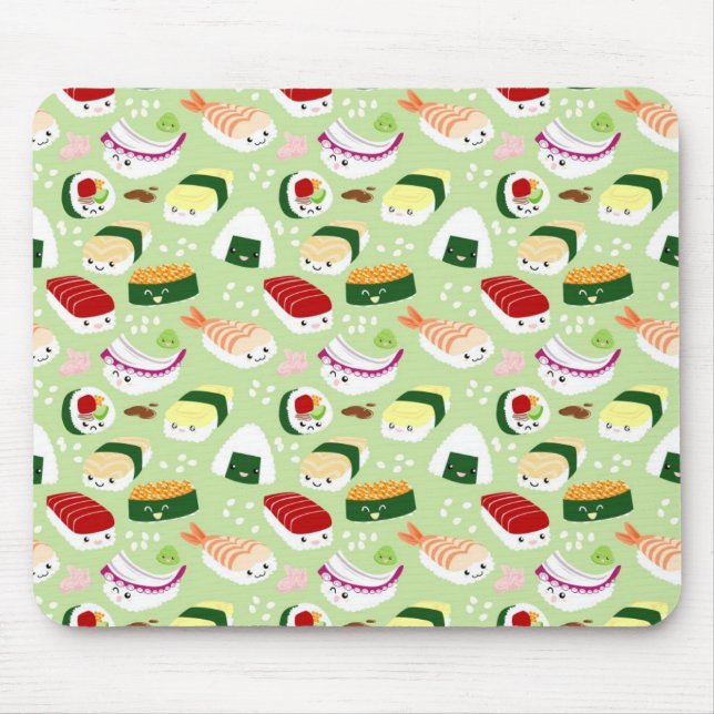 Mousepad Sushi de Kawaii com caras (Frente)