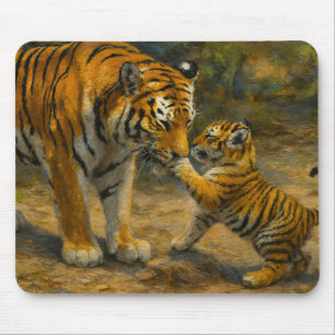 Mousepad Sussurros na Natureza - Tigre e Cubo na Floresta