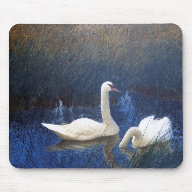 Mousepad Swans em Reeds, Bruno Liljefors (Frente)