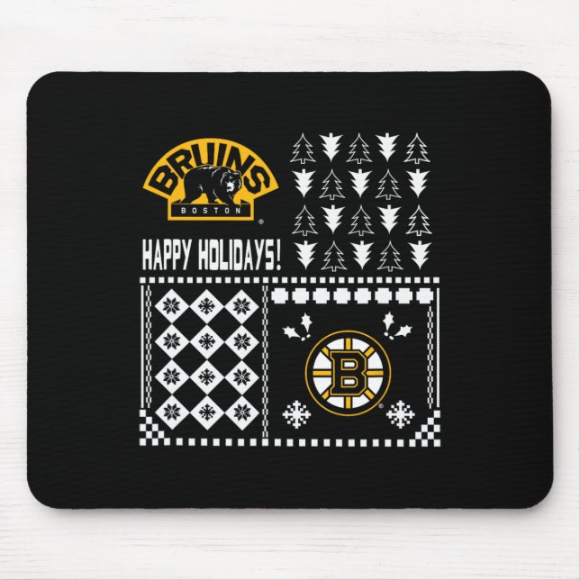 Mousepad Sweater Feriado de Natal Feio de Boston Bruins (Frente)