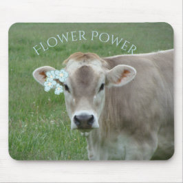 Mousepad Sweet Jersey Cow defende o Flower Power