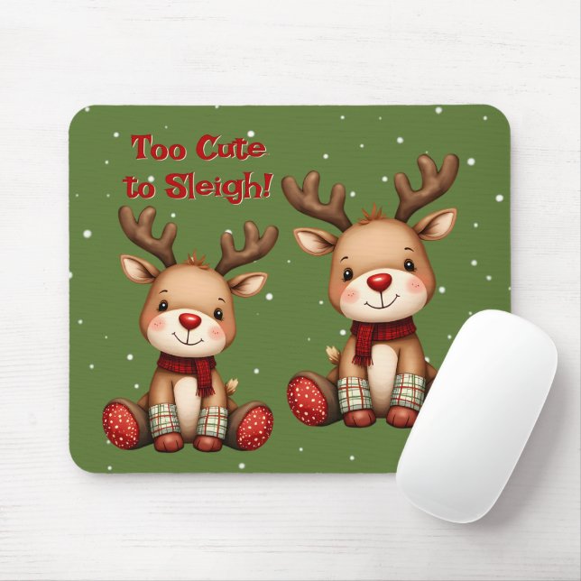 Mousepad Sweet Reindeer Pair in Holiday Snowfall (Com mouse)