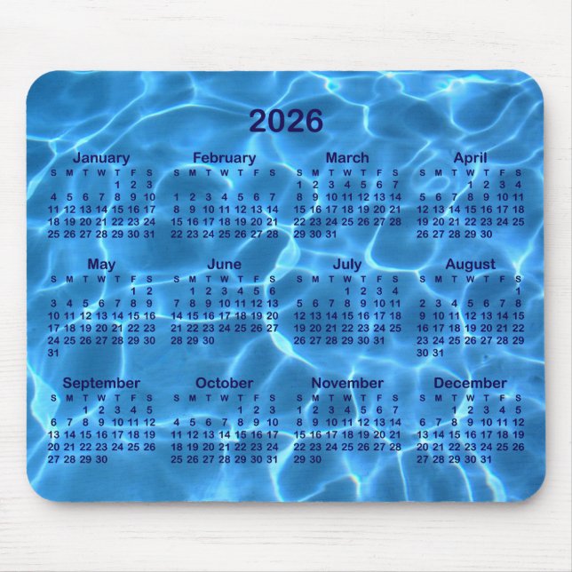 Mousepad Swimming Pool Photo 2026 Calendar (Frente)