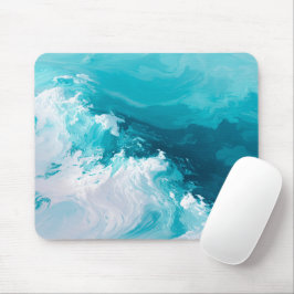 Mousepad Swirling Turquoise Waves Abstract Ocean Wave Art