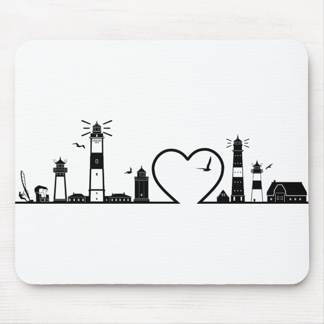 Mousepad SYLT Nordsee Insel City Skyline Silhouette (Frente)