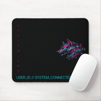 Mousepad :: SYSTEM_GMR Cyber Wolf Neon Glitch Gamer 
