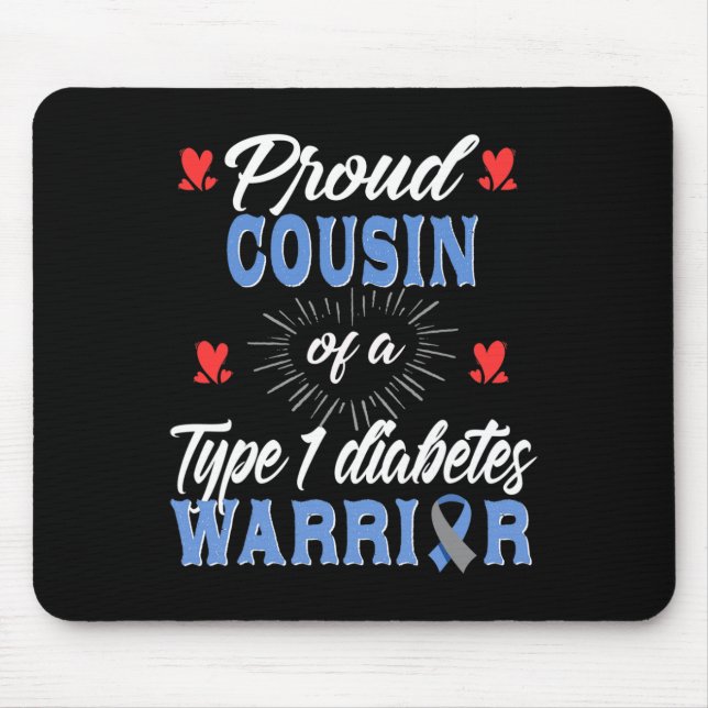 Mousepad T1D Congestão Orgulhosa Diabetes Sensibilização Ti (Frente)