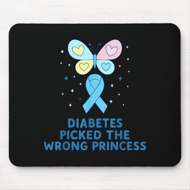 Mousepad T1d Diabetes Warrior Butterfly Princess Diabetes A (Frente)