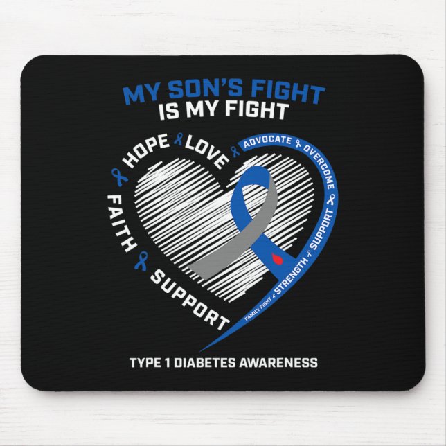 Mousepad T1D Mãe Pai A Luta do Meu Filho Contra a Diabetes  (Frente)