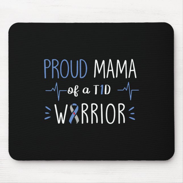 Mousepad T1D Orgulhosa Mama Diabetes Consciência Blue Ribbo (Frente)