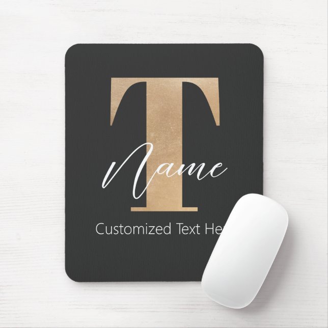 Mousepad T & Name Iniciais Monogramados Modernos Personaliz (Com mouse)