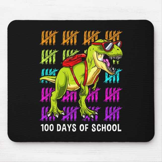 Mousepad T Rex 100 Dias De Dinossauro Escolar Para Crianças (Frente)