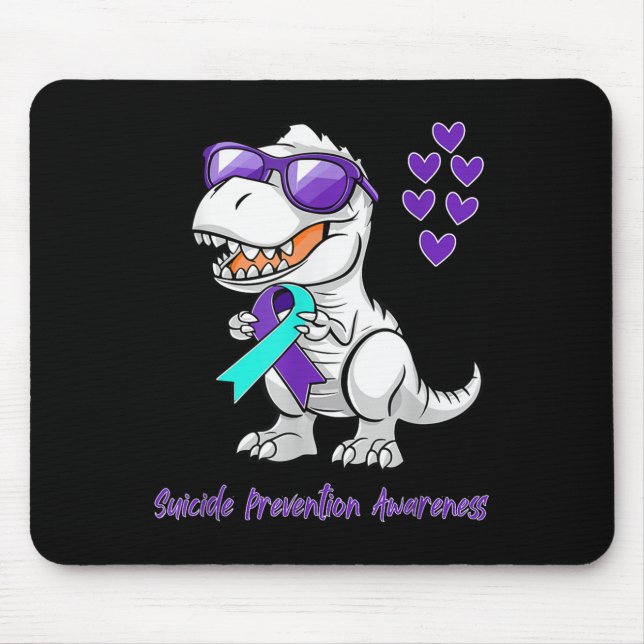 Mousepad T-rex Dinosaur Suicide Prevention Awareness Day Di (Frente)