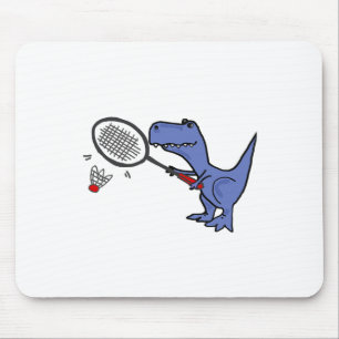 Mousepad T-rex Dinossaur Brincando de Badminto