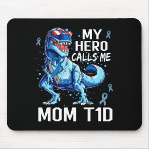 Mousepad T Rex Dinossaur My Hero Me Chama Mãe T1d Tipo1 Dia