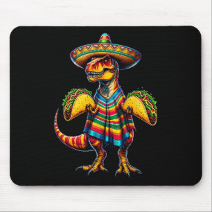Mousepad T-rex Dinossaur Taco Cinco do Lago de Mayo Sombrer