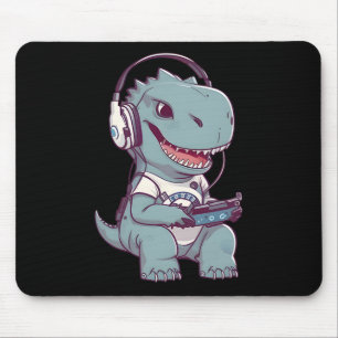 Mousepad T. Rex dinossauro Bonito Jogando Jogos de Vídeo