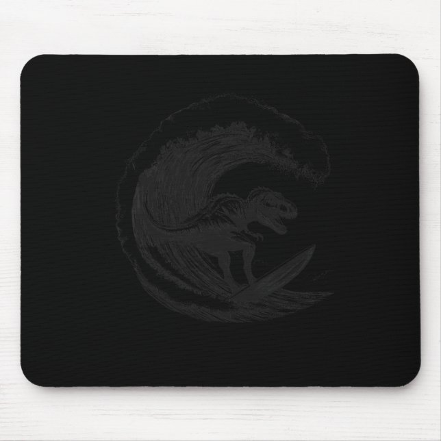 Mousepad T-rex Dinossauro Surfando Surf Prancha de Surf Sur (Frente)