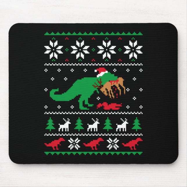 Mousepad T Rex Eating Reindeer Funny Dinosaur Christmas Ugl (Frente)