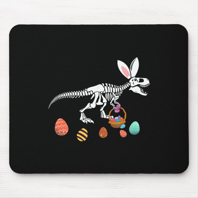 Mousepad T Rex engraçado de Páscoa Esqueleto Bunny Sket Caç (Frente)