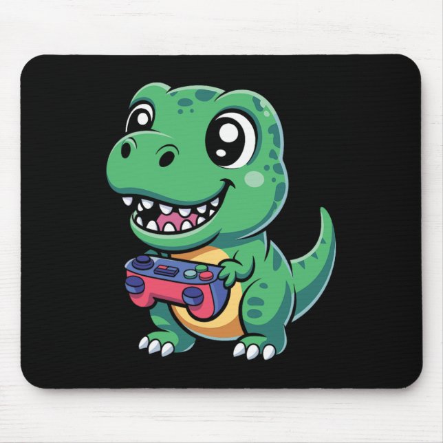 Mousepad T-Rex Feliz Com Controle De Jogo Dinossauro Gamer  (Frente)