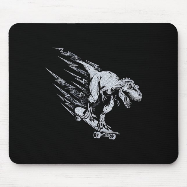 Mousepad T-rex feroz fazendo skate à velocidade relâmpago  (Frente)