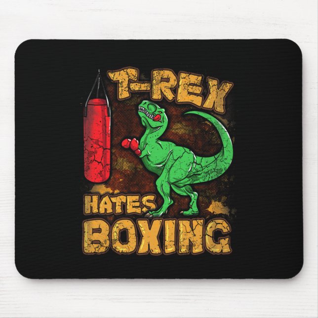 Mousepad T-rex Odeia Boxe Boxeador Engraçado Dinossauro Tir (Frente)