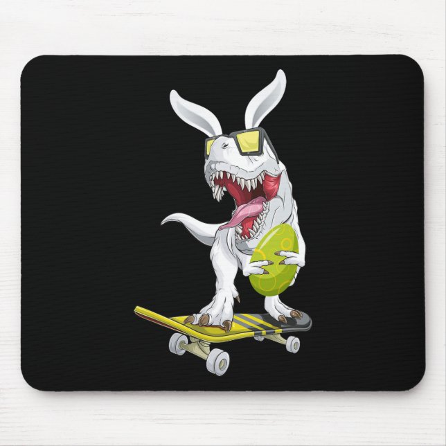 Mousepad T Rex Páscoa Dinossauro Coelho Segurando Um Ovo E  (Frente)