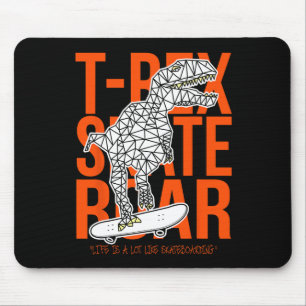 Mousepad T-rex Skate Rugido Desenho Engraçado Desenho Dinos