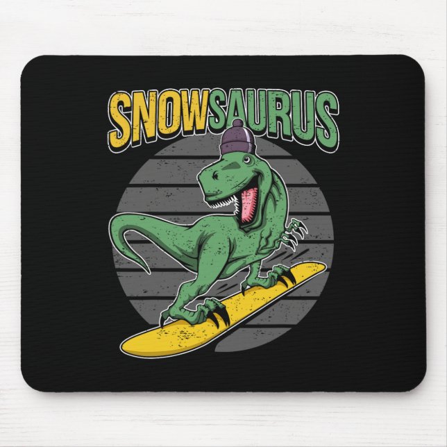 Mousepad T-rex Snowboarding Dinossauro Snowboard  (Frente)