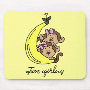 Mousepad T-shirt e presentes gêmeos das meninas dos macaco