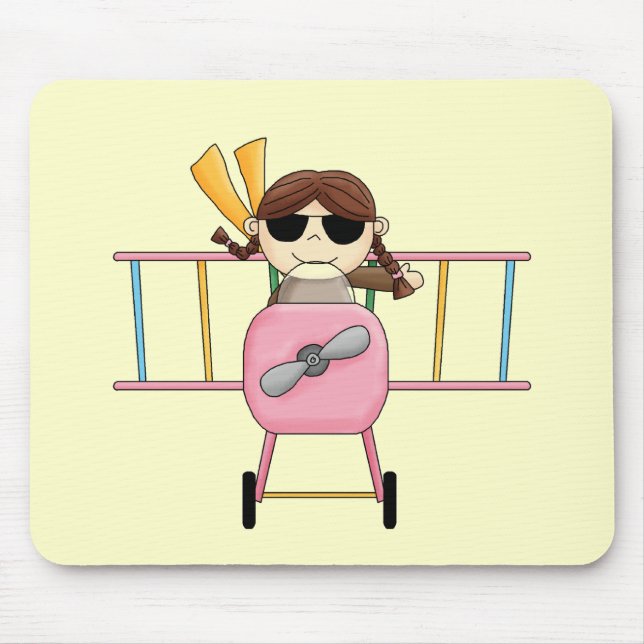 Mousepad T-shirt e presentes piloto da menina (Frente)