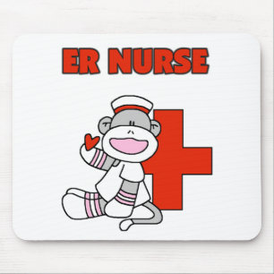 Mousepad T-shirts e presentes da enfermeira Sock Monkey ER