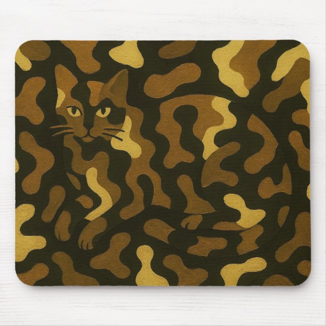 Mousepad Tabby Cat Camouflage Art (Frente)