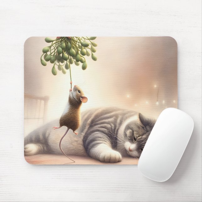 Mousepad Tabby Cat e Rato sob um Mistério (Com mouse)