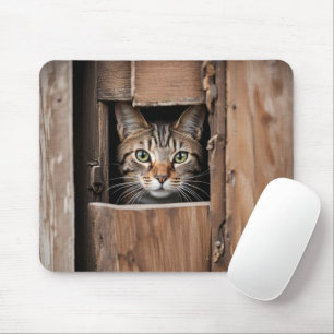 Mousepad Tabby Cat In Barn Door Buraco