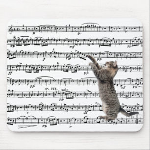 Mousepad Tabby Cat On Sheet Music