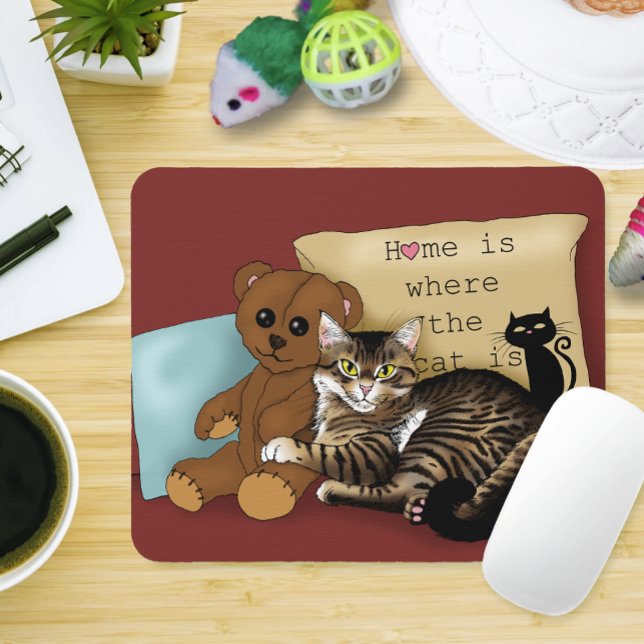 Mousepad Tabby Home Burgundy Cat (Criador carregado)