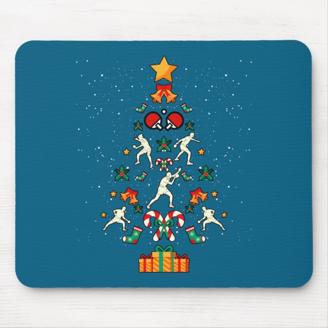 Mousepad Table Tennis Ng Ng Player Christmas Tree Xmas Long (Frente)