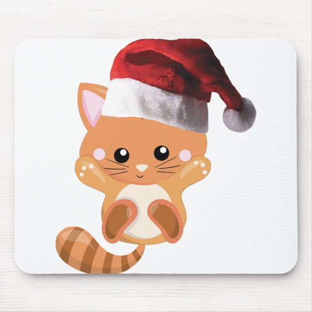 Mousepad Tabuleiro de laranja de Natal gatinho (Frente)