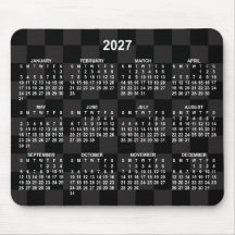 Tabuleiro de Xadrez Preto Monotono Calendário 2027