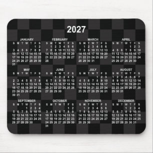 Mousepad Tabuleiro de Xadrez Preto Monotono Calendário 2027