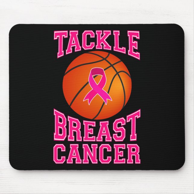 Mousepad Tackear Cancer de Fita Rosa de Basquete (Frente)